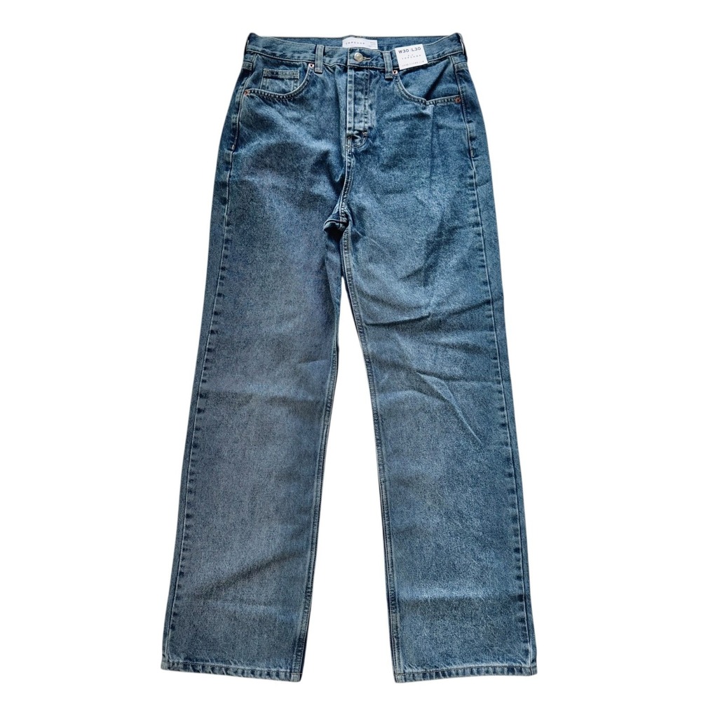 Topshop NWT 90s Inspired High Rise Straight Leg Jeans Medium Wash Denim W30 L30